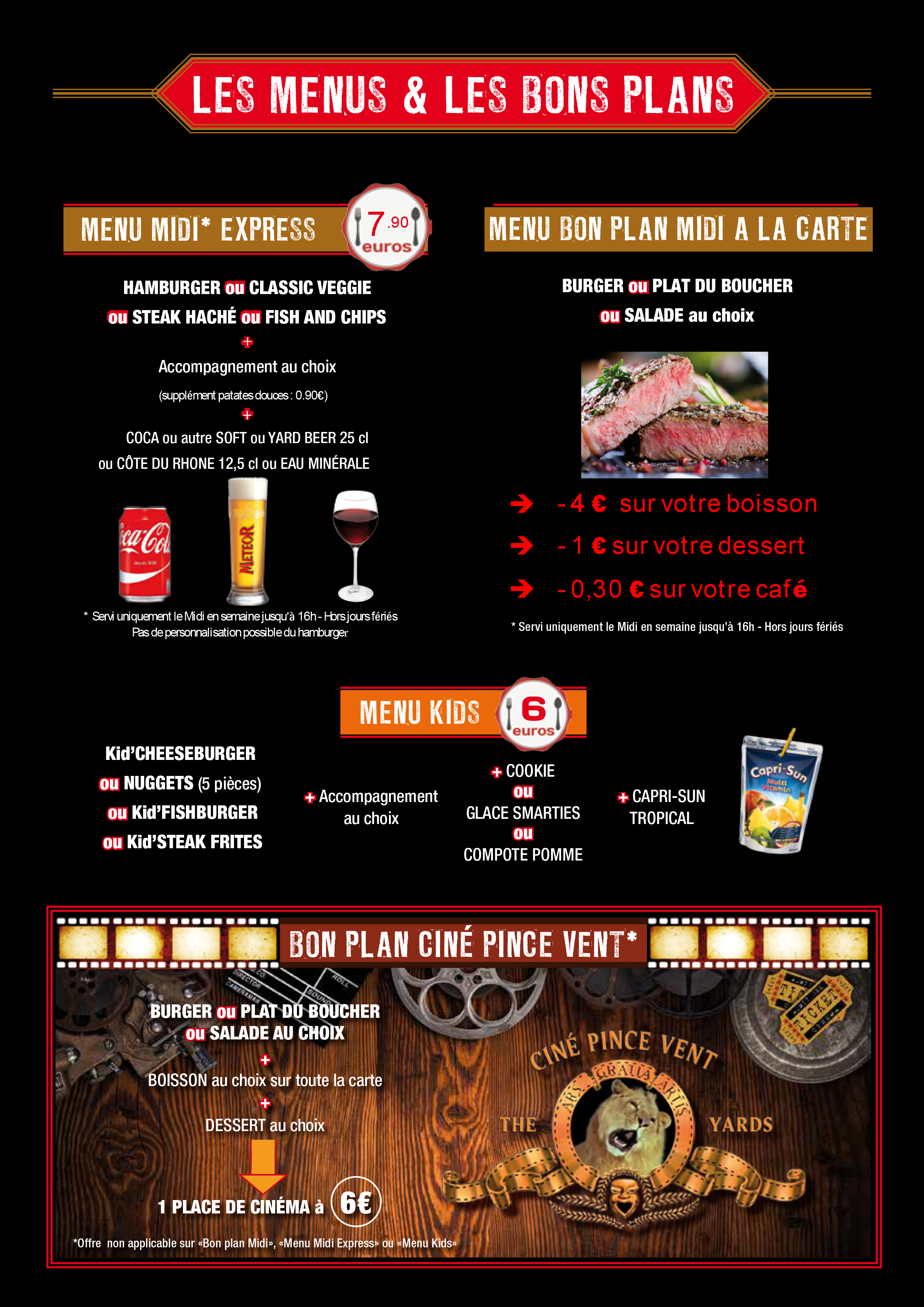 THE YARD menu