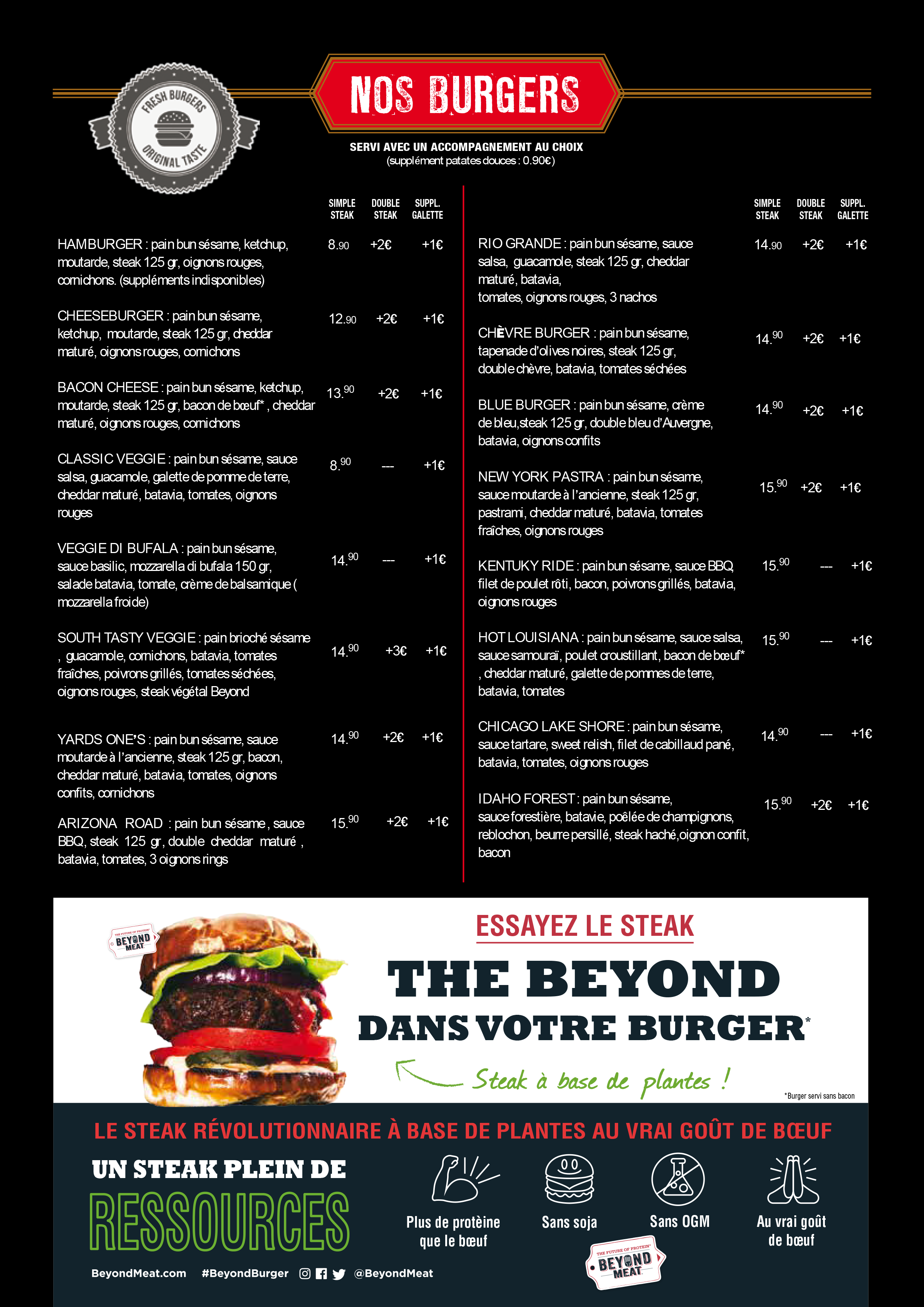 THE YARD menu